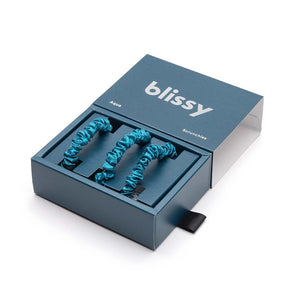 Blissy Aqua Blissy Skinny Scrunchies – 22 Momme Mulberry Silk, 100% Silk