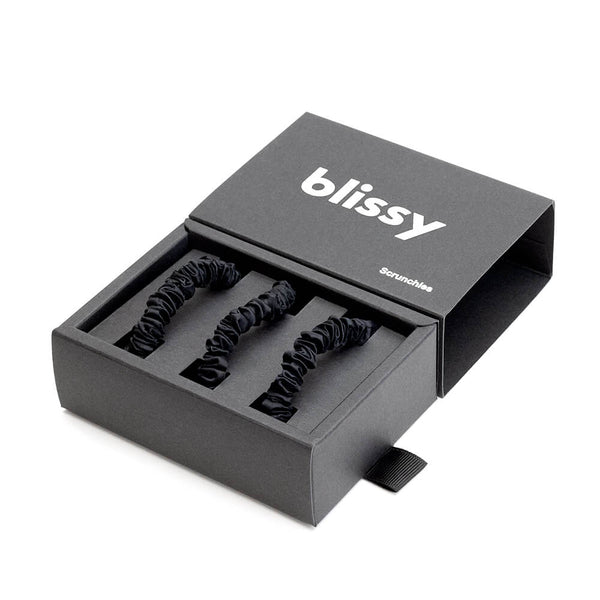 Blissy 100% Mulberry Silk Hair Ties Blissy Silk Skinny Scrunchies (3-Pack) Lifestyle – Mulberry Silk