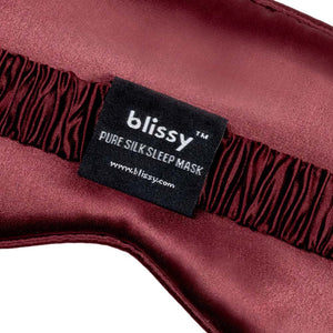 Blissy Burgundy Silk Sleep Mask Detail –