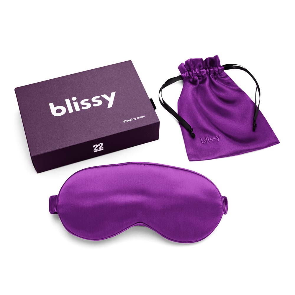 Blissy Royal Purple Sleep Mask – 22 Momme Mulberry Silk, 100% Silk