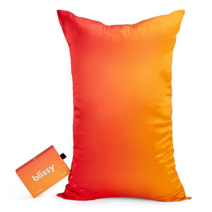 Blissy Orange Ombre Silk Pillowcase Detail – Queen