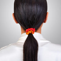 Orange Ombre Blissy Skinny Scrunchies Close-Up – Blissy 22 Momme Silk