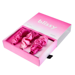 Blissy Pink Ombre Blissy Scrunchies – 22 Momme Mulberry Silk, 100% Silk