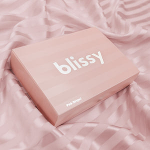 Blissy Pink Striped Silk Pillowcase Detail – Queen