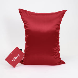 Blissy (Product)Red Silk Pillowcase Detail – Queen