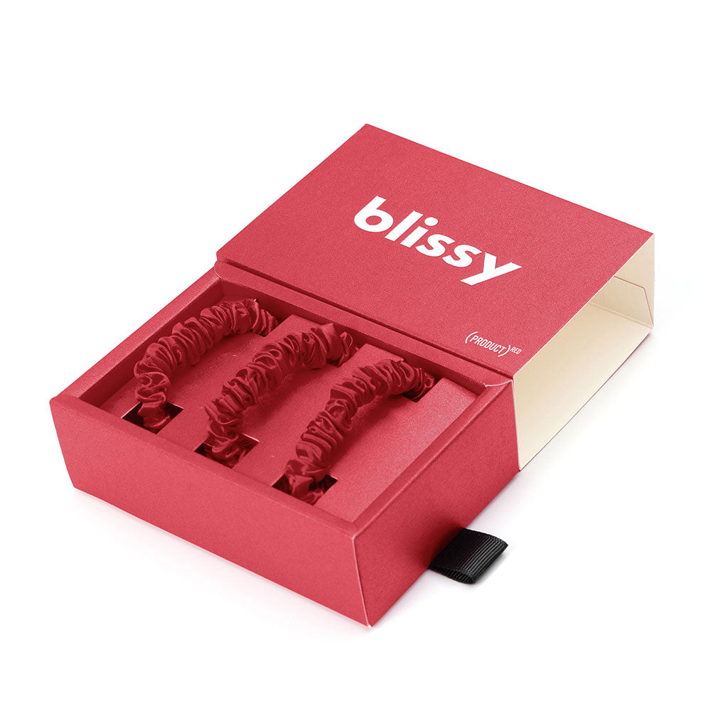 Blissy (Product)Red Blissy Skinny Scrunchies – 22 Momme Mulberry Silk, 100% Silk