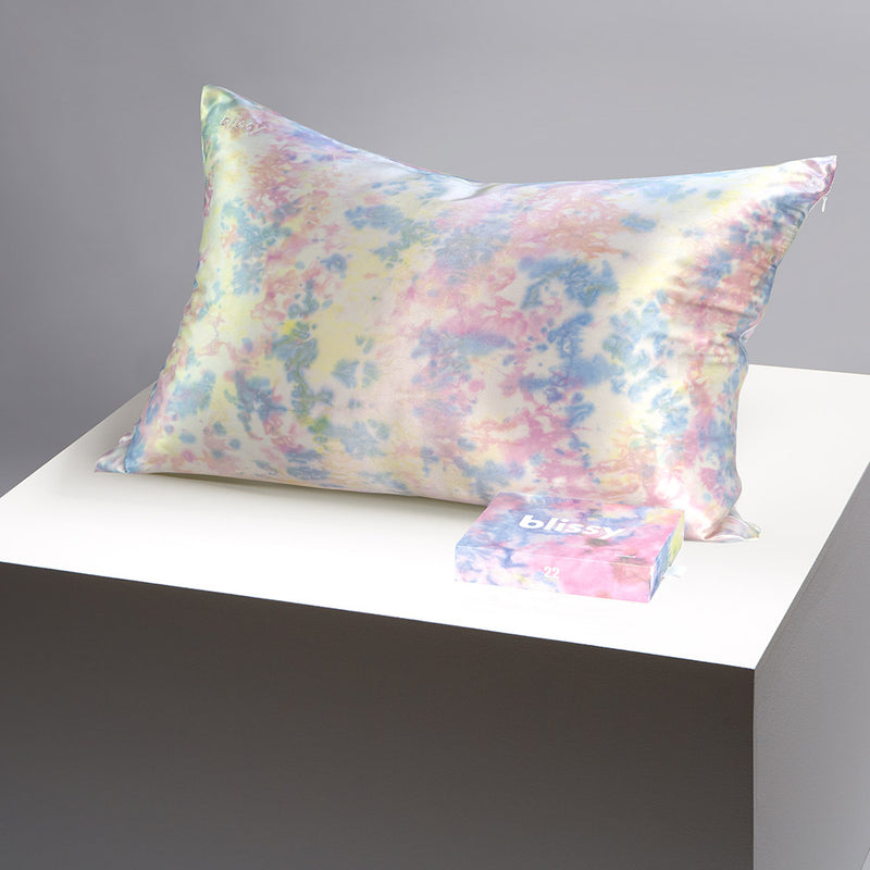 Blissy Queen Yellow Tie-Dye Pillowcase – 22 Momme Mulberry Silk, 100% Silk
